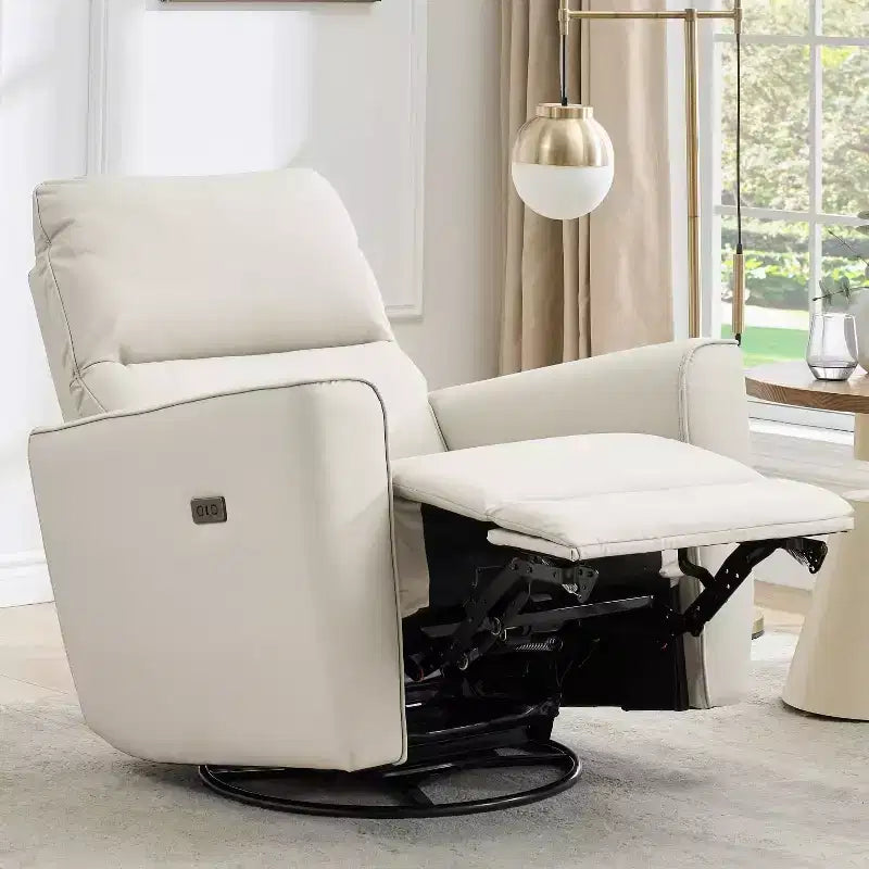 Fauteuil inclinable pivotant et à bascule, inclinable manuel avec support lombaire et revêtement en similicuir, fauteuil inclinable confortable