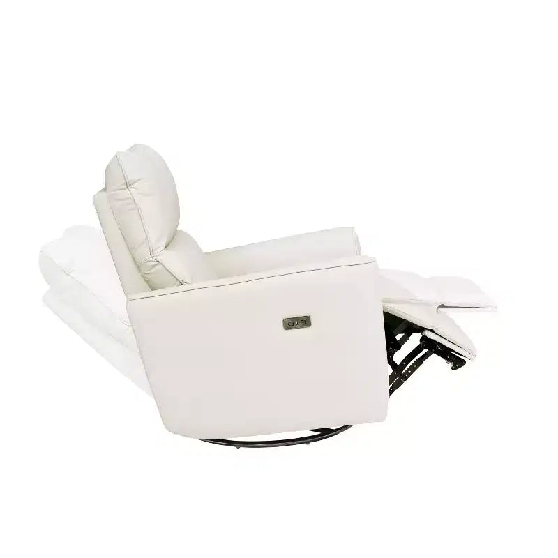 Fauteuil inclinable pivotant et à bascule, inclinable manuel avec support lombaire et revêtement en similicuir, fauteuil inclinable confortable