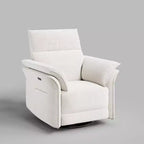 Fauteuil inclinable électrique, fauteuil inclinable, pivotant et coulissant à 270°, fauteuil en cuir PU, poches latérales de rangement et port de chargement USB