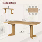 Table de salle à manger 71" pour 6 à 8 personnes, table de dîner moderne avec pieds en bois uniques, sans chaises