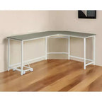 HomeRoots Bureau d'ordinateur en forme de L, 66 po, gris et blanc