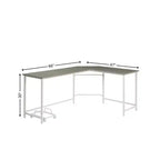 HomeRoots Bureau d'ordinateur en forme de L, 66 po, gris et blanc