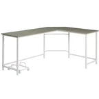 HomeRoots Bureau d'ordinateur en forme de L, 66 po, gris et blanc