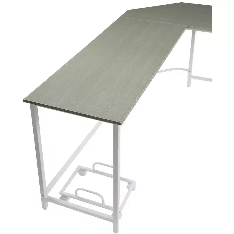 HomeRoots Bureau d'ordinateur en forme de L, 66 po, gris et blanc
