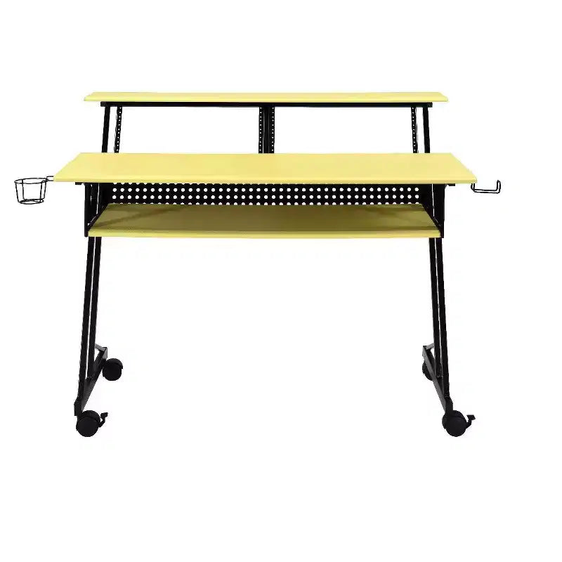 HomeRoots 47 Yellow and Black Computer Desk
