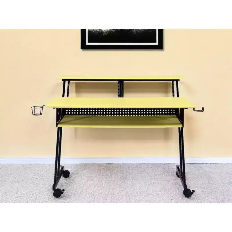 Bureau d'ordinateur HomeRoots 47, jaune et noir