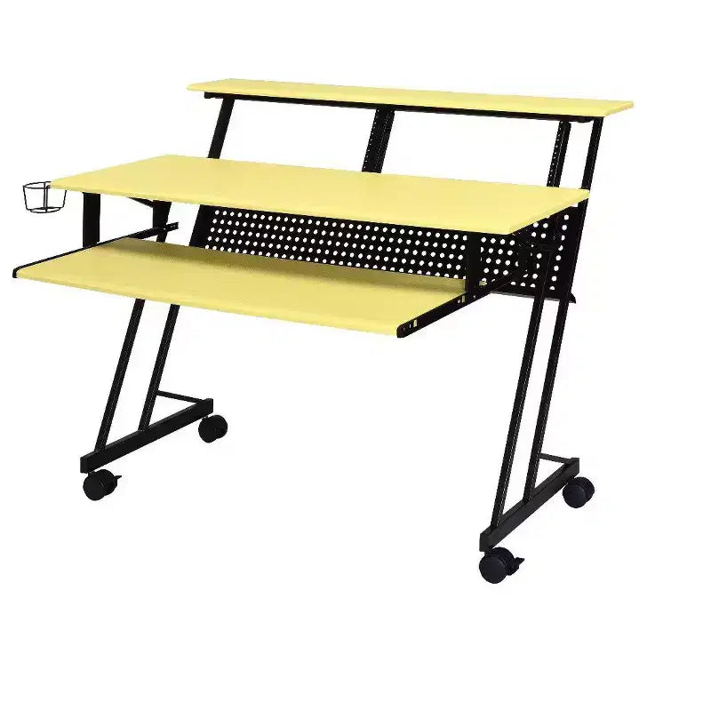 Bureau d'ordinateur HomeRoots 47, jaune et noir