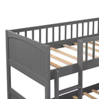 Lit mezzanine triple Okak avec rangement, lits superposés peu encombrants avec 2 tiroirs et aire de jeux en dessous, lits mezzanine hauts pour enfants et adolescents
