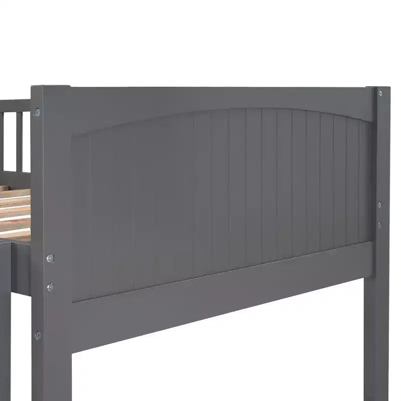 Lit mezzanine triple Okak avec rangement, lits superposés peu encombrants avec 2 tiroirs et aire de jeux en dessous, lits mezzanine hauts pour enfants et adolescents