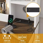 Coiffeuse avec grand miroir LED lumineux 3 modes, coiffeuse en bois pour chambre à coucher avec prise de courant, tiroirs, tabouret de rangement, rose