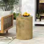 MGO Cylindrical Side Table, Wood-like texture, Antique brown Color