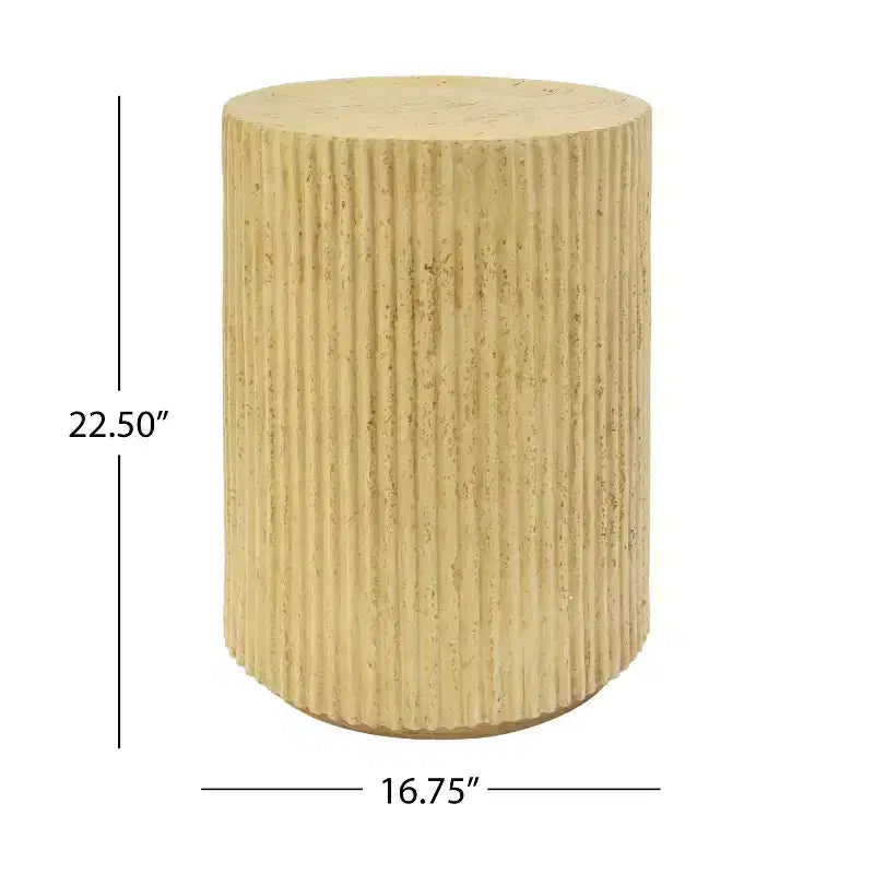 Table d'appoint cylindrique MGO, aspect bois, couleur marron antique