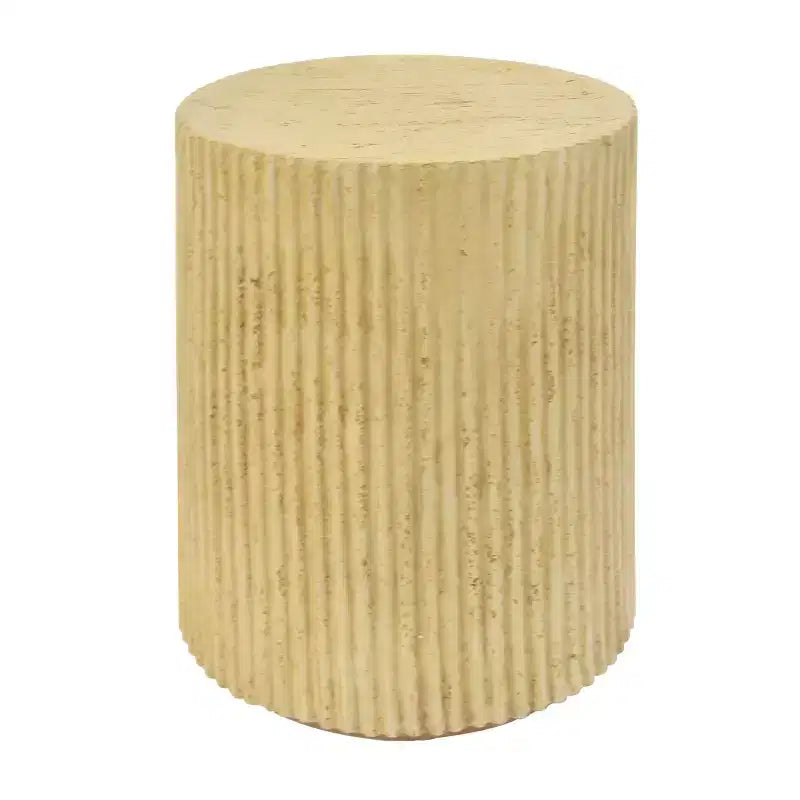 Table d'appoint cylindrique MGO, aspect bois, couleur marron antique
