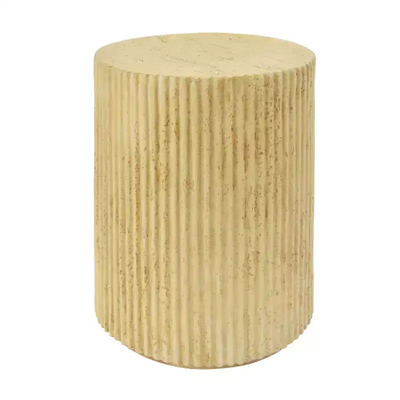 Table d'appoint cylindrique MGO, aspect bois, couleur marron antique
