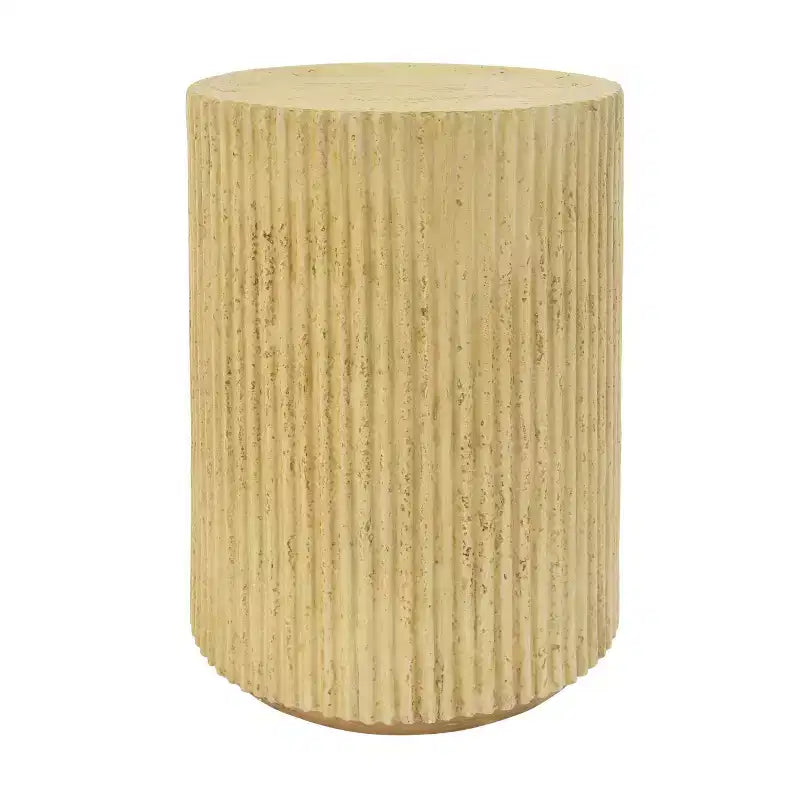 Table d'appoint cylindrique MGO, aspect bois, couleur marron antique