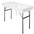 Karl Home Portable Party 4 FT. Folding Ice Cooler Table with Removable Matching Skirt and Drain Hose