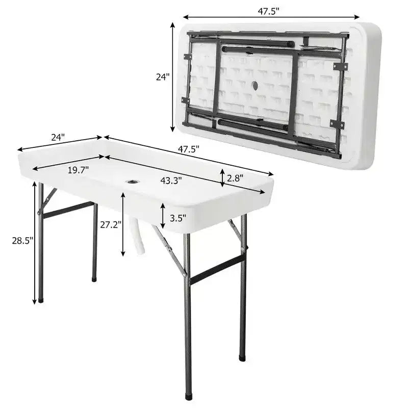 Table glacière pliante portable Karl Home Party de 4 pi avec jupe assortie amovible et tuyau de vidange