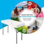 Table glacière pliante portable Karl Home Party de 4 pi avec jupe assortie amovible et tuyau de vidange