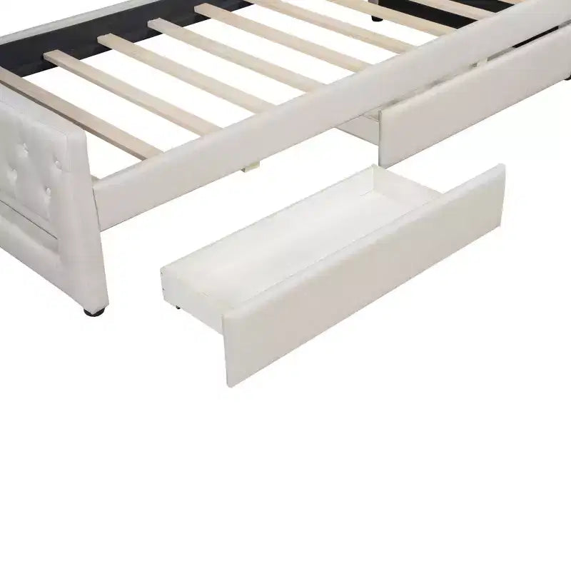 Lit de repos rembourré Whisen de taille Twin XL avec bande LED et 2 tiroirs