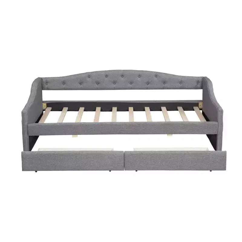 Lit de repos rembourré Whisen de taille Twin XL avec bande LED et 2 tiroirs