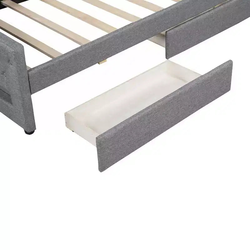 Lit de repos rembourré Whisen de taille Twin XL avec bande LED et 2 tiroirs