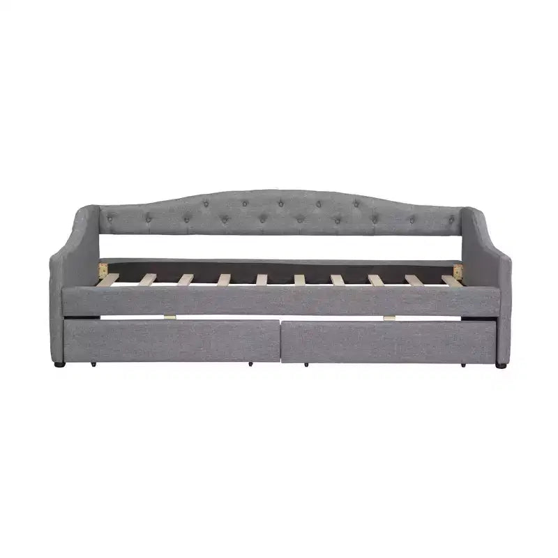 Lit de repos rembourré Whisen de taille Twin XL avec bande LED et 2 tiroirs