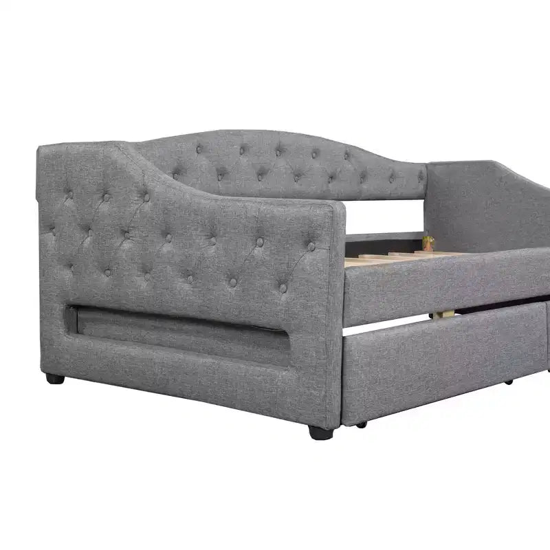 Lit de repos rembourré Whisen de taille Twin XL avec bande LED et 2 tiroirs
