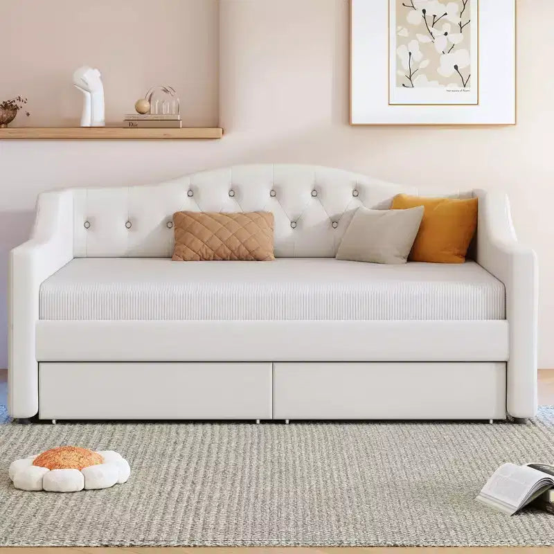 Lit de repos rembourré Whisen de taille Twin XL avec bande LED et 2 tiroirs