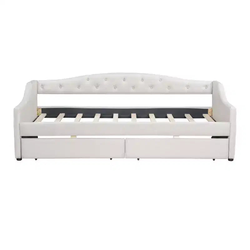 Lit de repos rembourré Whisen de taille Twin XL avec bande LED et 2 tiroirs