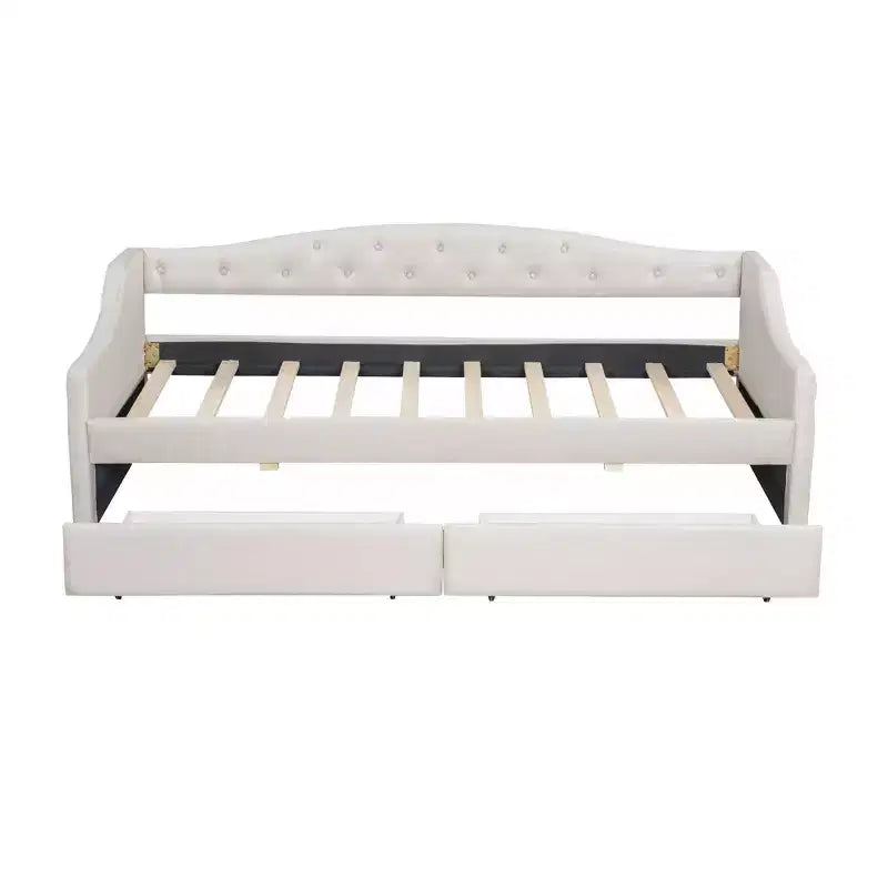 Lit de repos rembourré Whisen de taille Twin XL avec bande LED et 2 tiroirs