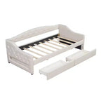 Lit de repos rembourré Whisen de taille Twin XL avec bande LED et 2 tiroirs