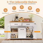 Costway Îlot de cuisine roulant avec poubelle basculante Table d'appoint Blanc/Noir