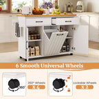 Costway Îlot de cuisine roulant avec poubelle basculante Table d'appoint Blanc/Noir