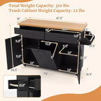 Costway Îlot de cuisine roulant avec poubelle basculante Table d'appoint Blanc/Noir