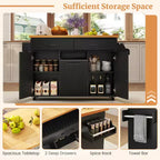Costway Îlot de cuisine roulant avec poubelle basculante Table d'appoint Blanc/Noir