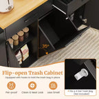 Costway Îlot de cuisine roulant avec poubelle basculante Table d'appoint Blanc/Noir