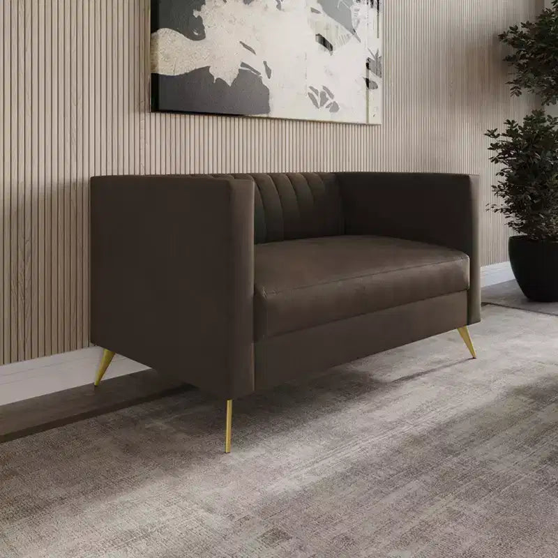 Causeuse en velours blanc à accoudoirs carrés Home Design