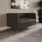 Causeuse en velours blanc à accoudoirs carrés Home Design