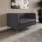 Causeuse en velours blanc à accoudoirs carrés Home Design