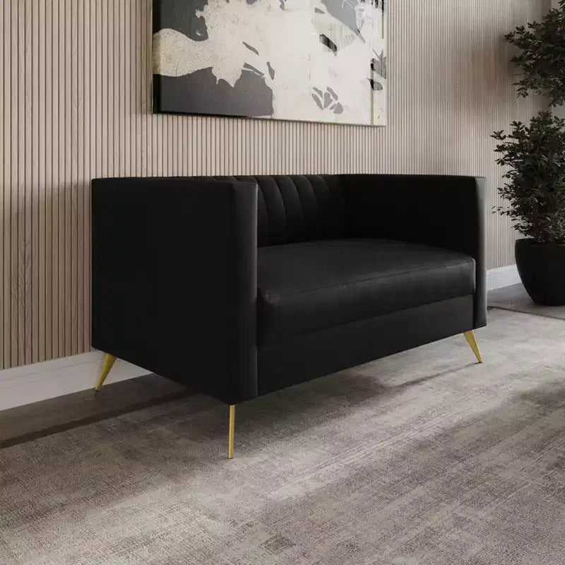 Causeuse en velours blanc à accoudoirs carrés Home Design