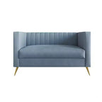Causeuse en velours blanc à accoudoirs carrés Home Design