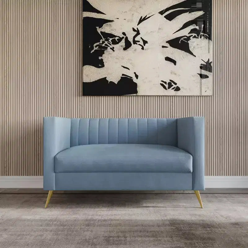 Causeuse en velours blanc à accoudoirs carrés Home Design