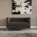 Causeuse en velours blanc à accoudoirs carrés Home Design