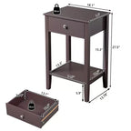 Table de chevet Karl Home 1 tiroir en MDF marron de 46 cm de large
