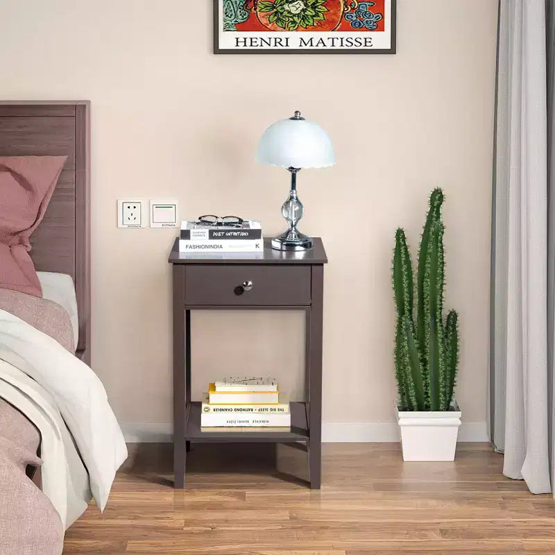 Table de chevet Karl Home 1 tiroir en MDF marron de 46 cm de large