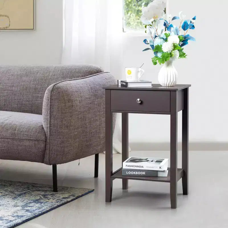 Table de chevet Karl Home 1 tiroir en MDF marron de 46 cm de large