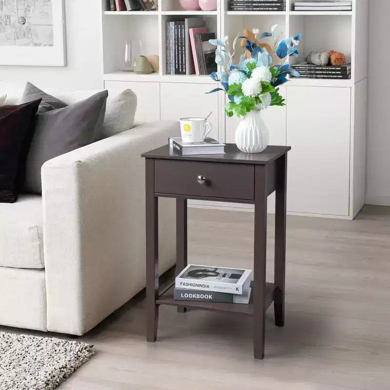 Table de chevet Karl Home 1 tiroir en MDF marron de 46 cm de large