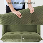 Dyonery 50 Canapé deux places en velours côtelé beige avec cadre en bois massif pour salon, petit canapé confortable avec assise profonde et coussin à ressorts, assemblage sans outils