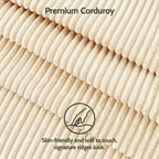 Dyonery 50 Canapé deux places en velours côtelé beige avec cadre en bois massif pour salon, petit canapé confortable avec assise profonde et coussin à ressorts, assemblage sans outils