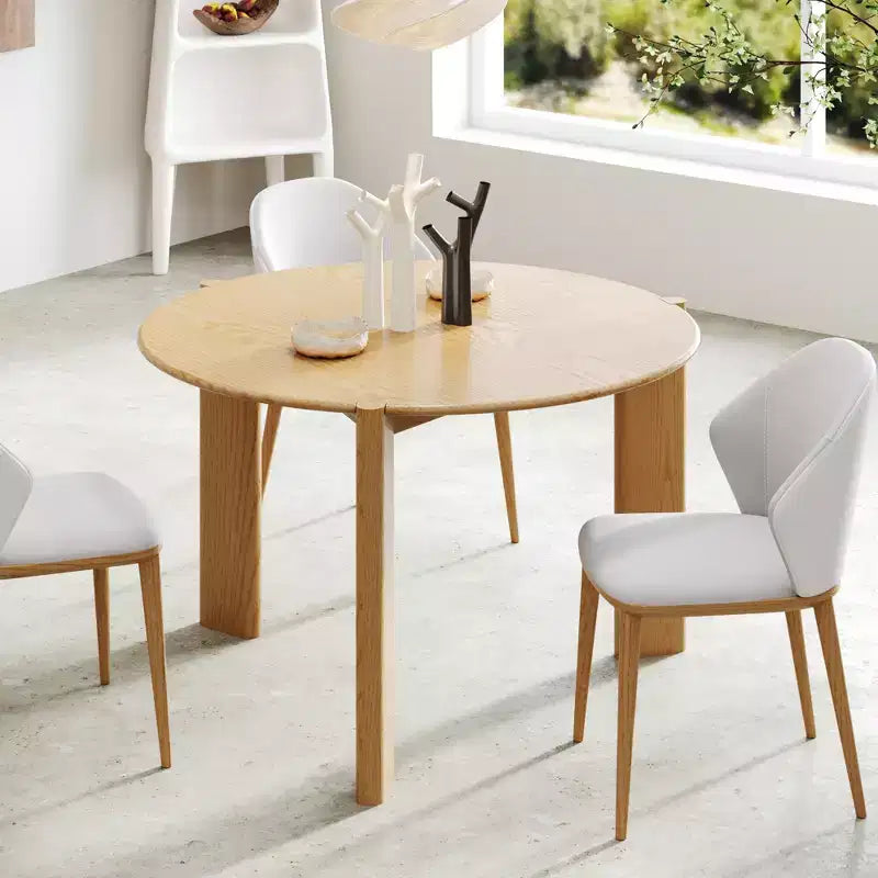 Table à manger ronde en bois massif de 42 po pour salle à manger